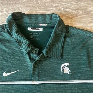 Nike Michigan State Spartans Green Polo Shirt Large drifit
